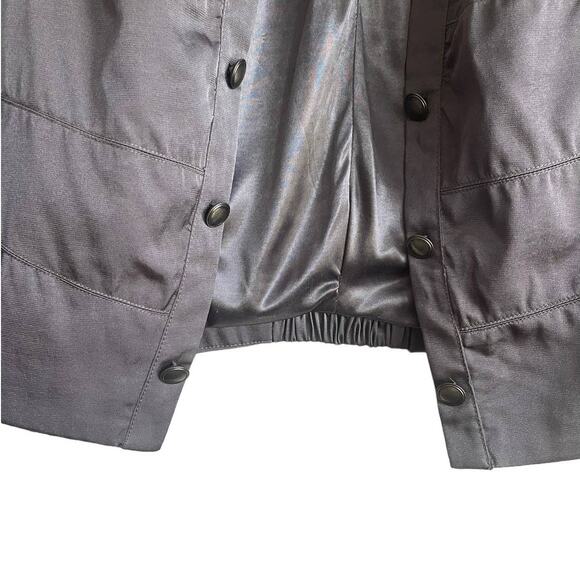 Y2K XXI Military Style Cropped Jacket L Metallic Gray Button Front Grunge Blazer - Picture 8 of 12